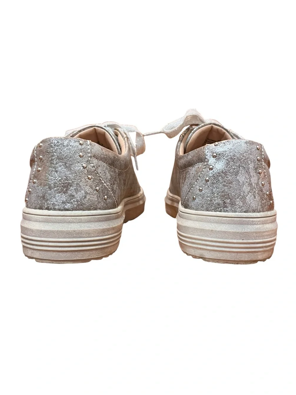 Hey Girl Silver Sneakers Metallic Corkys Low-Tops Studded